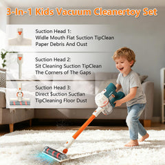 uehjxb Kids Vacuum Set Blue 3-in-1 design expands pretend play possibilities