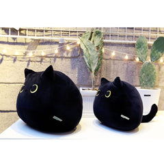 UEncounter Black Cat plush side view showing cushion form, ideal as a comfy pillow