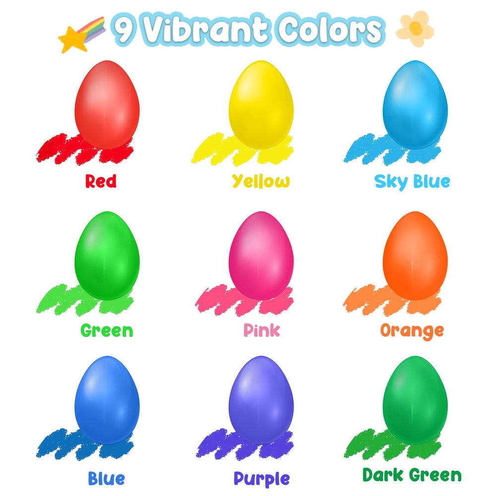 UEXINGOO egg-shaped crayons close-up, washable formula for mess-free color sessions.