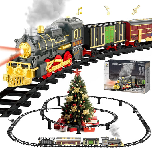 UFULMN steam locomotive train set with lights for imaginative play and learning