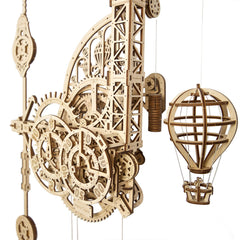 UGEARS Aero Clock assembly parts showcase intricate wooden pieces for a rewarding build.