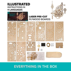 UGEARS Aero Clock family project invites collaborative crafting and lasting memories.
