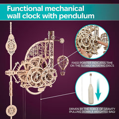 UGEARS Aero Clock wall-clock design adds a tactile centerpiece for any space.