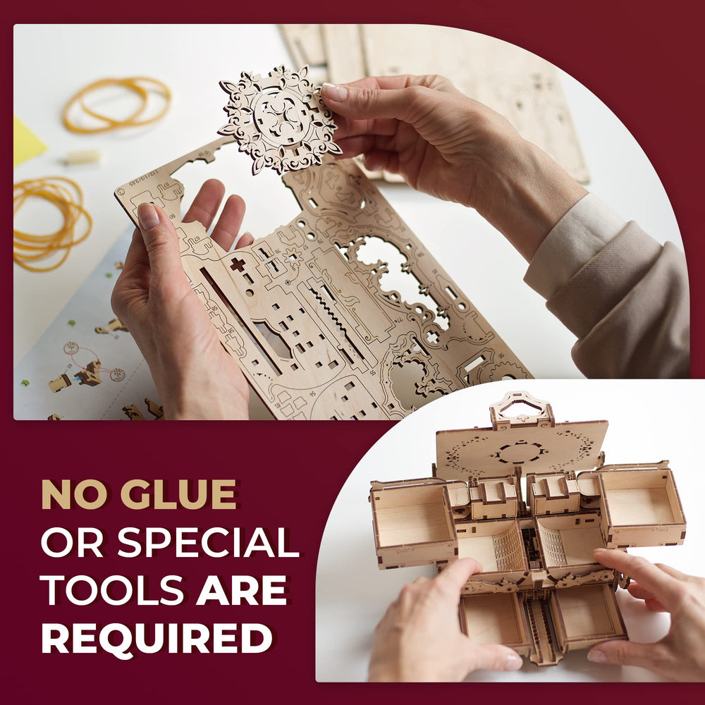 UGEARS Antique Box gear mechanism offers tactile puzzle action