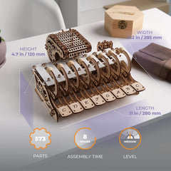 UGEARS Celesta keyboard with visible keys; playable melodies are possible