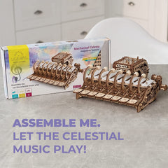 UGEARS Celesta wooden puzzle that fits without glue; tool-free assembly