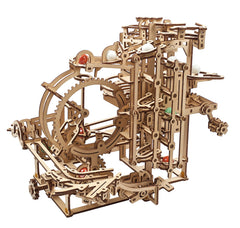 UGEARS Marble Run Stepped Hoist front view, engaging puzzle for adults