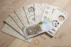 UGEARS Model Safe Kit progress-assembly emphasizes the build journey