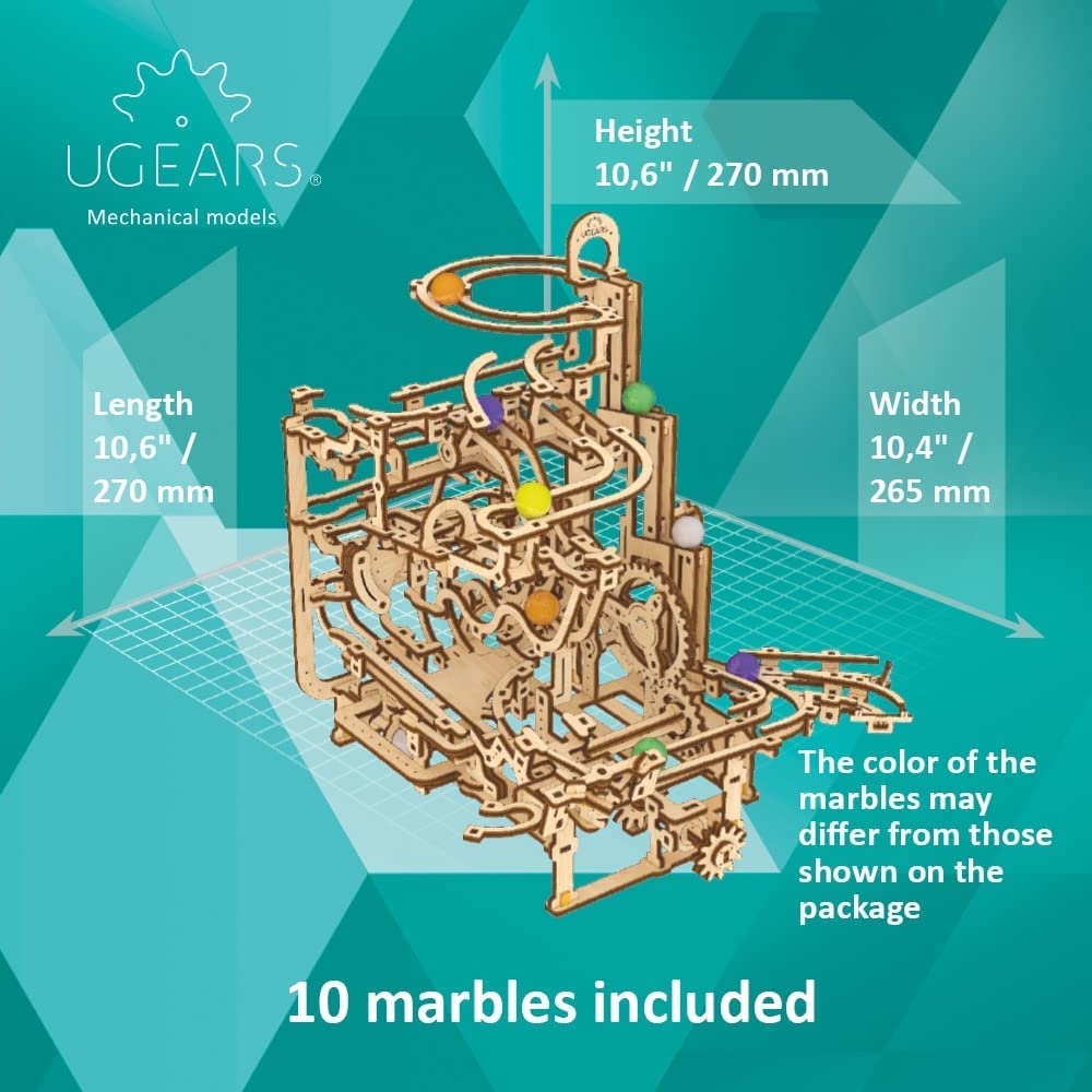 UGEARS wooden puzzle materials highlight durable, glue-free parts.