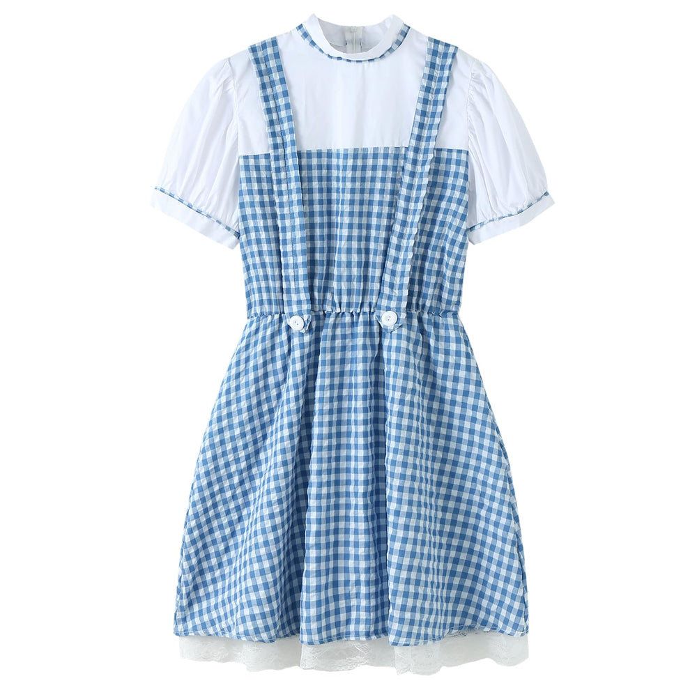 UIMLK blue gingham dress back view for costume reveal