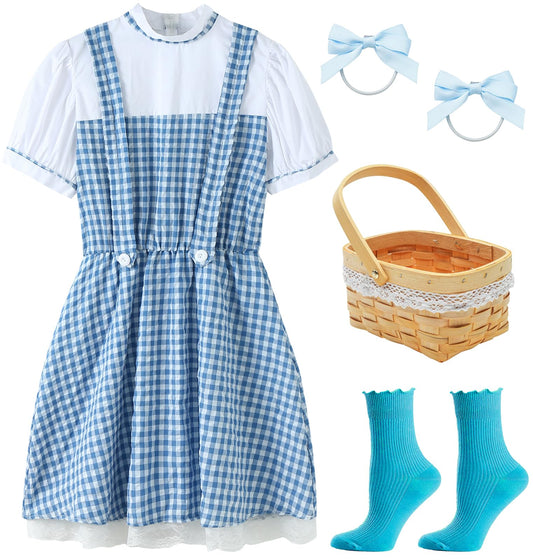 UIMLK blue gingham dress front view for a charming Halloween look