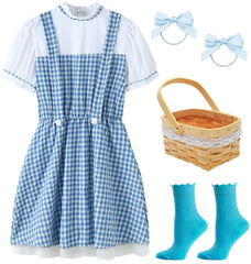 UIMLK blue gingham dress front view for a charming Halloween look