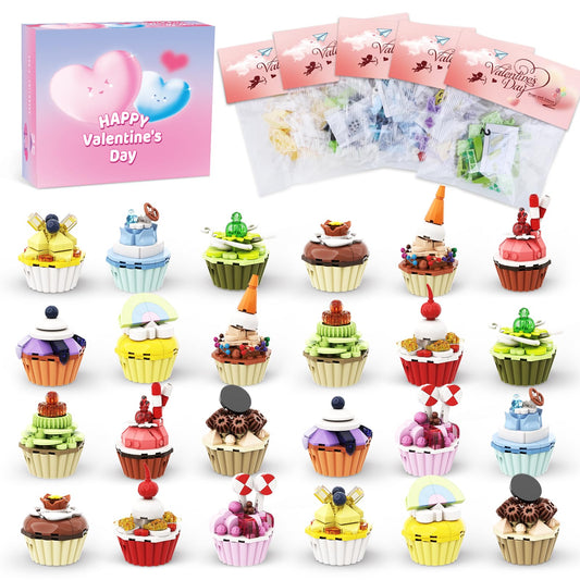 Uiseba valentines 24pcs building blocks cake kit for colorful classroom activity