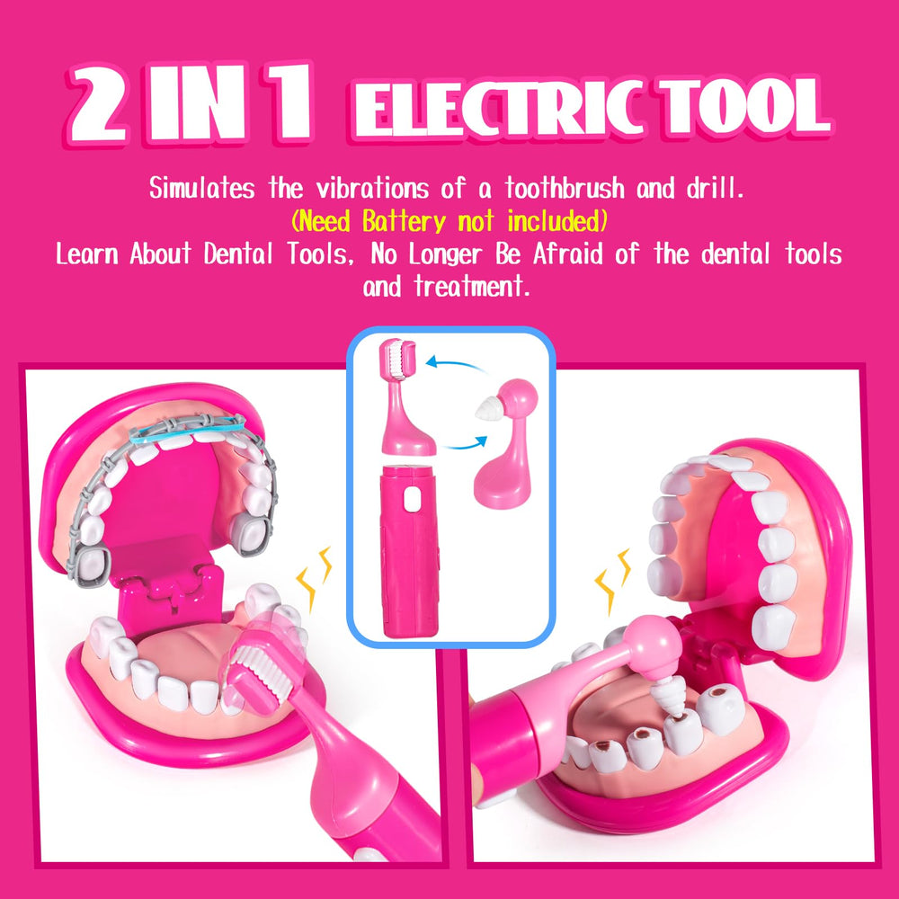 ULOVE ME braces and retainer practice on tooth model for interactive play.