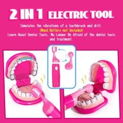 ULOVE ME braces and retainer practice on tooth model for interactive play.