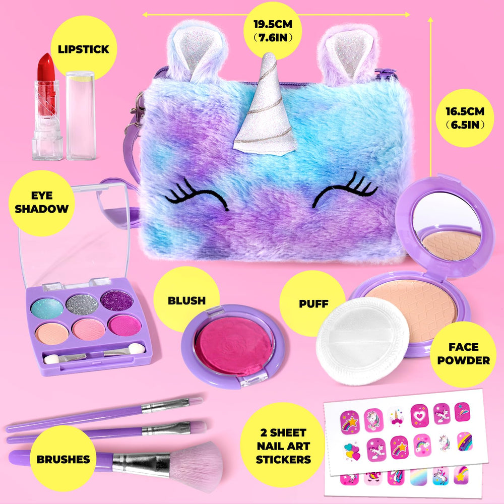 ULOVEME unicorn-themed makeup kit lay-flat case for organized playtime.