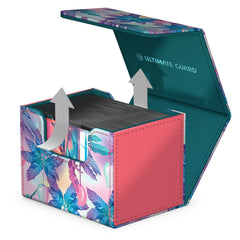 Ultimate Guard 100-deck box for double-sleeved TCG cards with magnetic closure in Miami Pink and microfiber interior
