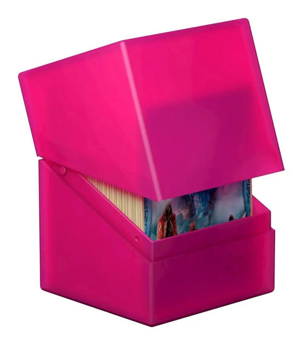 Ultimate Guard Boulder 100+ deck case open interior protecting double-sleeved cards during storage.