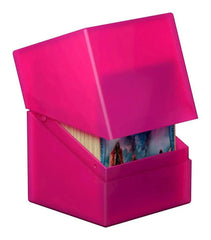 Ultimate Guard Boulder 100+ deck case open interior protecting double-sleeved cards during storage.