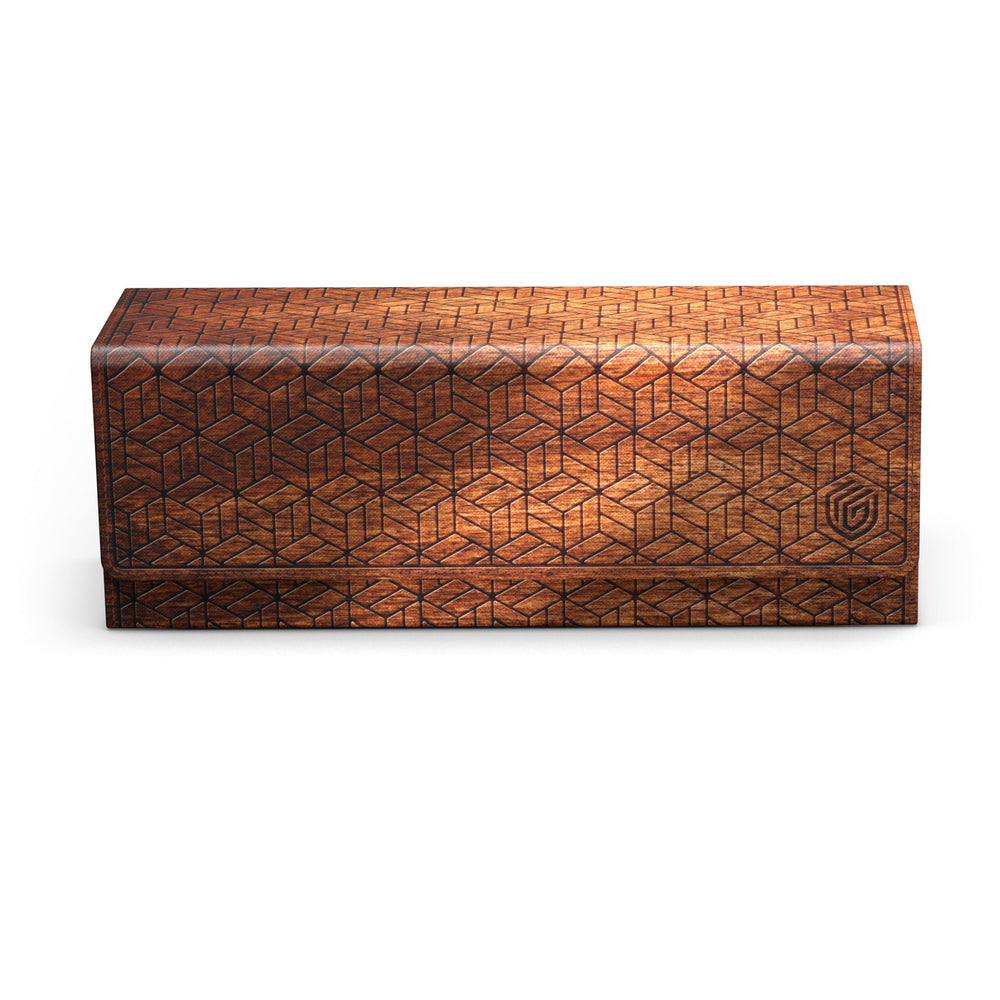 Ultimate Guard Boulder 100+ Kousei red arranges sleeved decks for quick access.