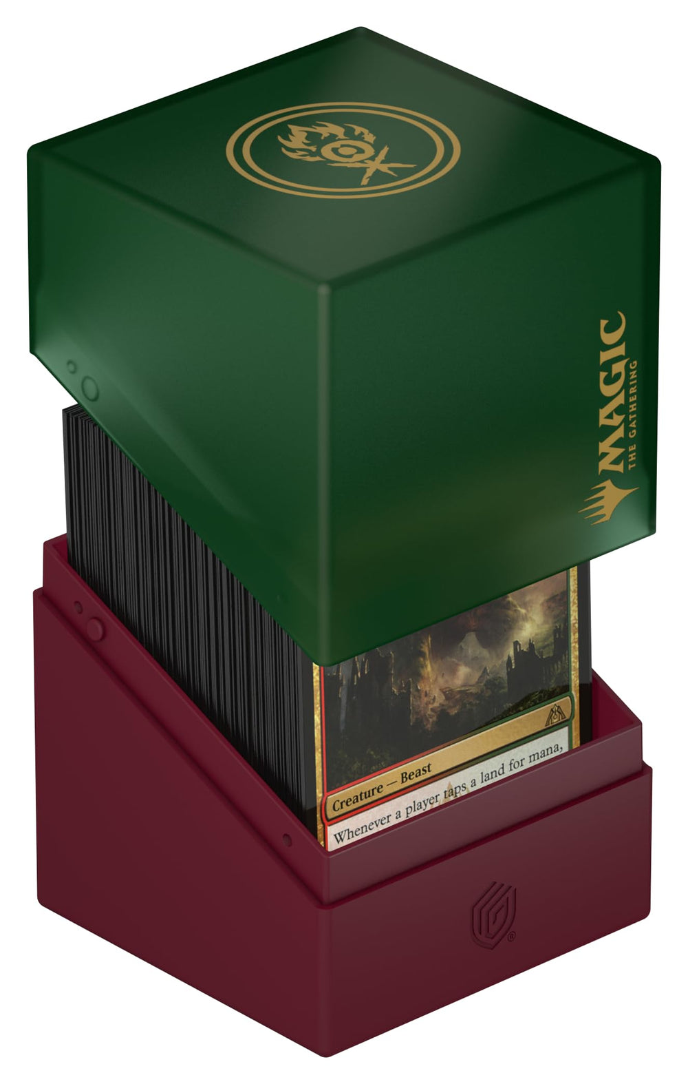 Ultimate Guard Boulder 100+ interior with sleeves shown for organized storage.