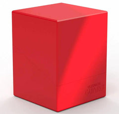 Ultimate Guard Boulder Solid 100+ red deck case, front view, secure storage for double-sleeved cards