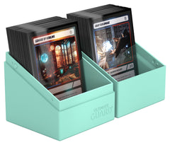 Ultimate Guard Boulder Solid 100+ mint-green open lid reveals capacity for decks
