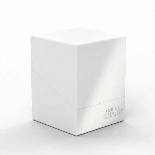 Ultimate Guard Boulder Solid 100+ deck case white front view showing compact card protection