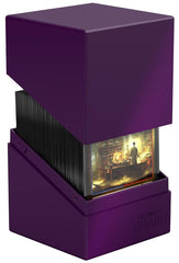 Front view of the purple Boulder Solid 100+ deck case by Ultimate Guard