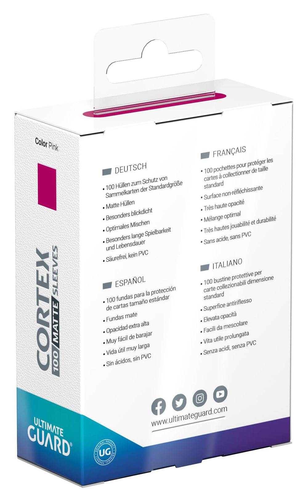Ultimate Guard Cortex outer sleeves are no PVC and acid-free, helping card longevity.