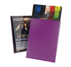 Ultimate Guard Cortex outer sleeves with purple back protect artful cards during play.
