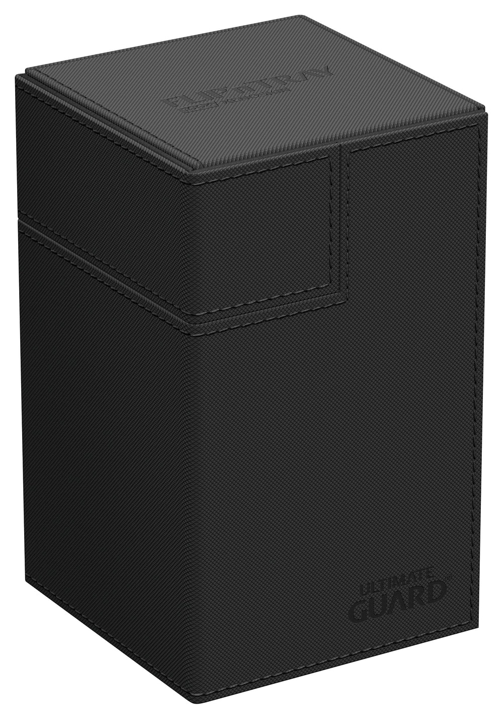 Ultimate Guard Flip'n'Tray 100+ deck case keeps 100 double-sleeved cards organized.