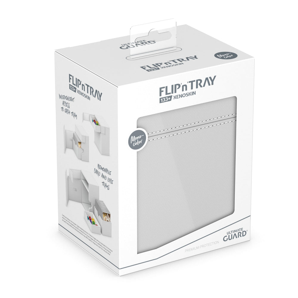 Ultimate Guard Flip'n'Tray 133+ white finish complements a clean display.