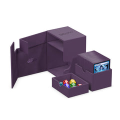 Ultimate Guard Flip'n'Tray 133+ purple microfiber lining protects cards.