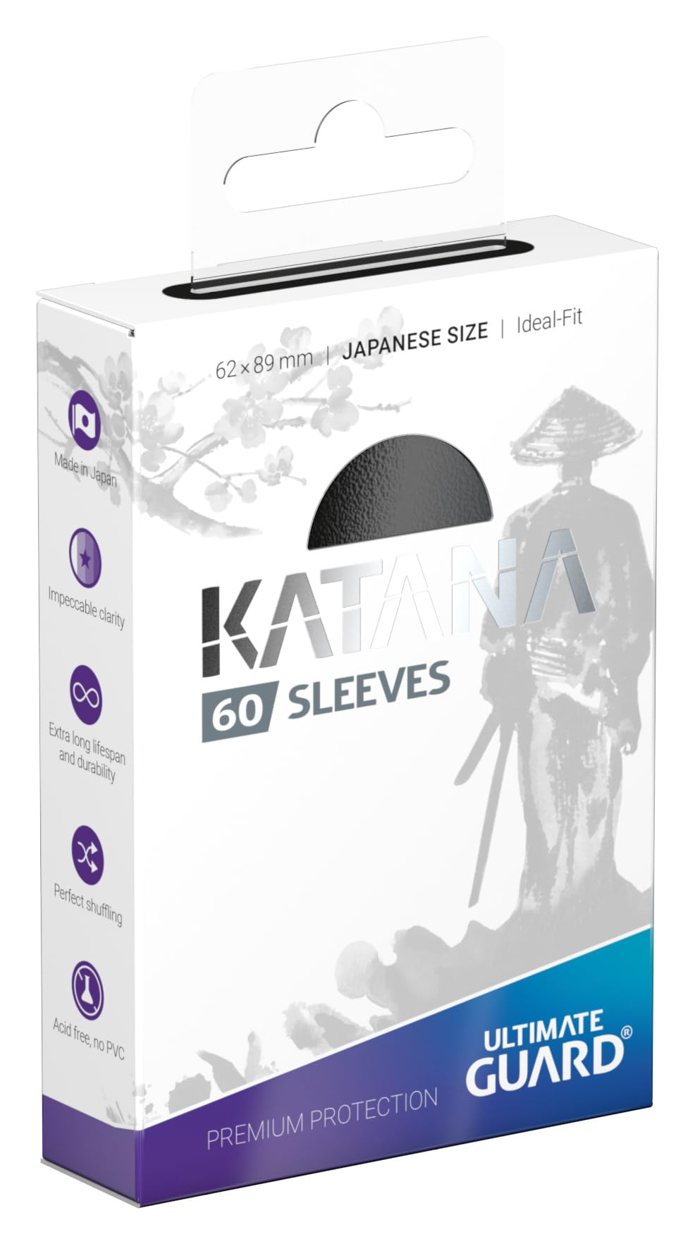Ultimate Guard Katana sleeves back view, black back, premium protection