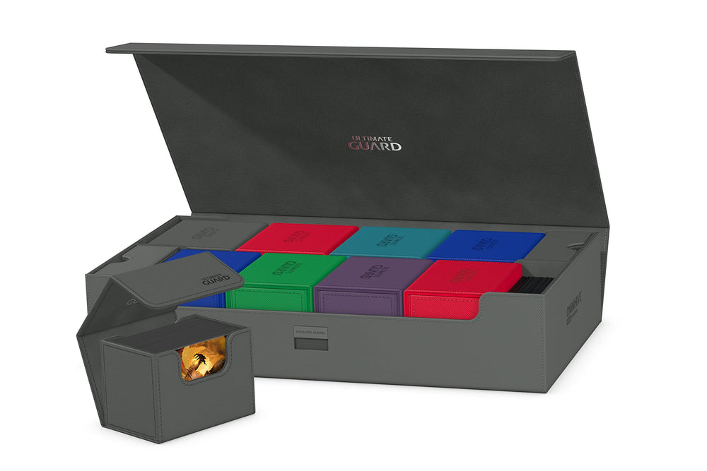 Grey colorway with magnetic closure for secure transport.