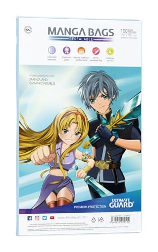 Ultimate Guard resealable manga bags feature a self-adhesive closure for secure transport
