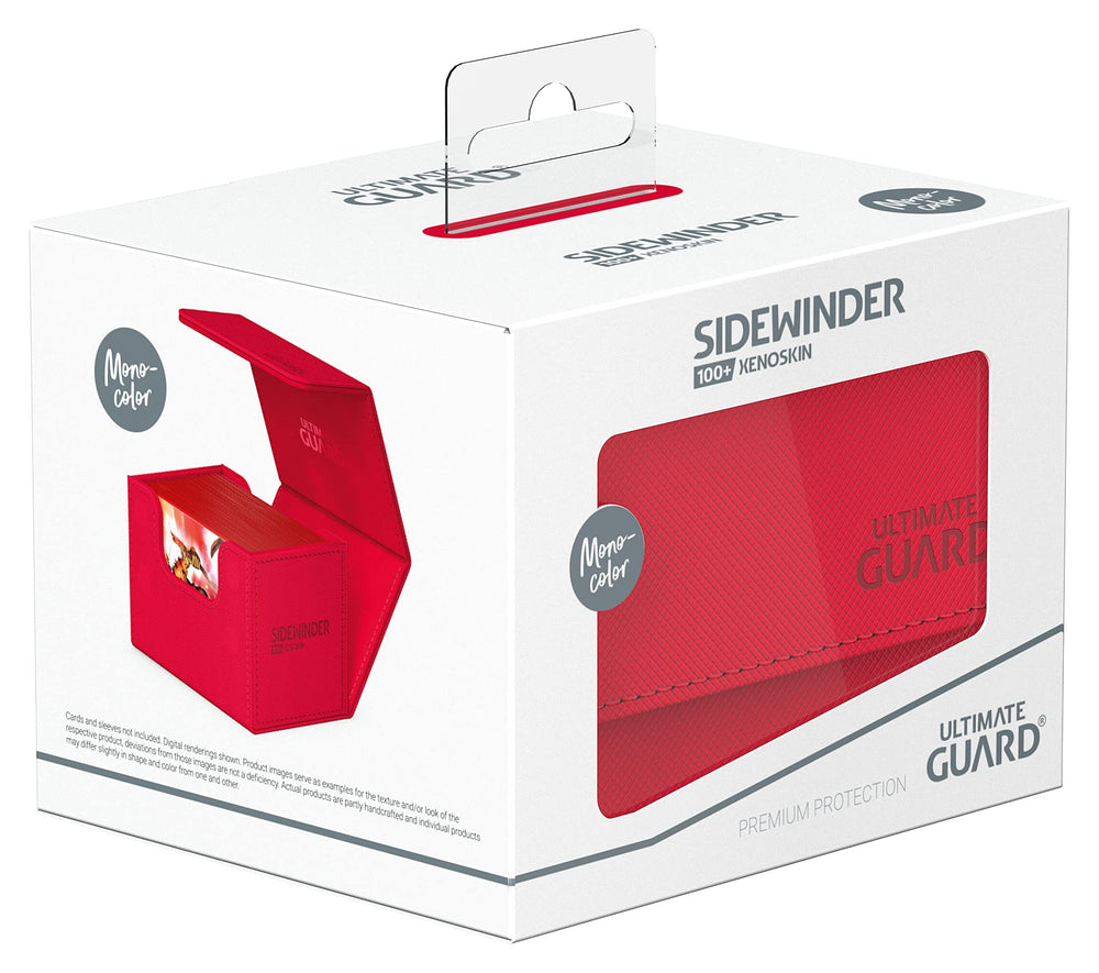 Interior space of Ultimate Guard Sidewinder 100+ showing capacity for 100 double-sleeved cards