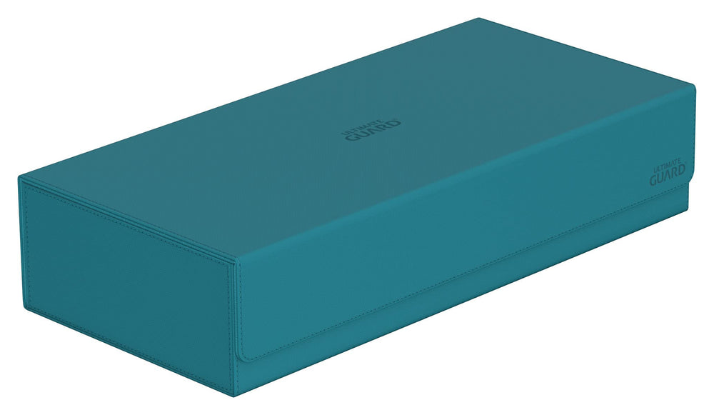 Ultimate Guard Superhive 550 deck case with petrol color and secure magnetic closure for travel