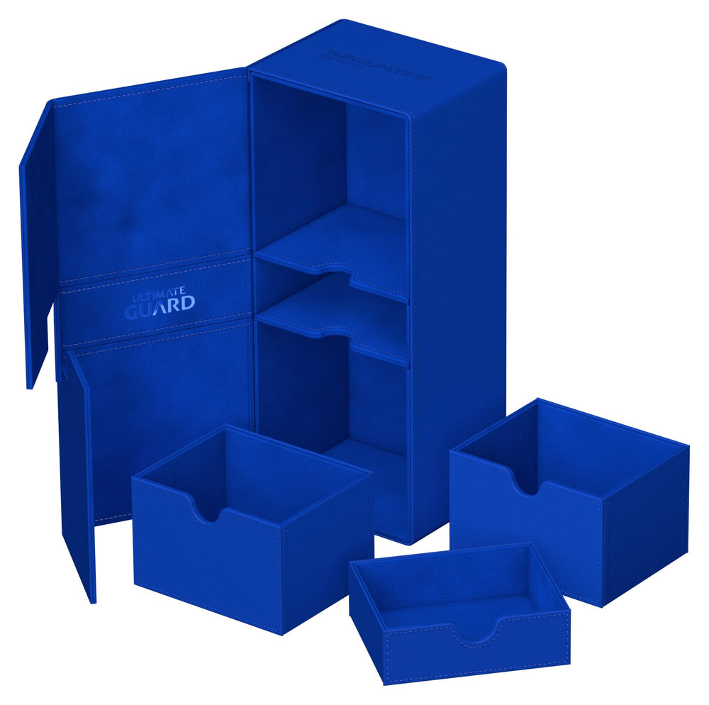 Ultimate Guard Twin Flip-n-Tray 266+ blue magnetic closure secures contents.