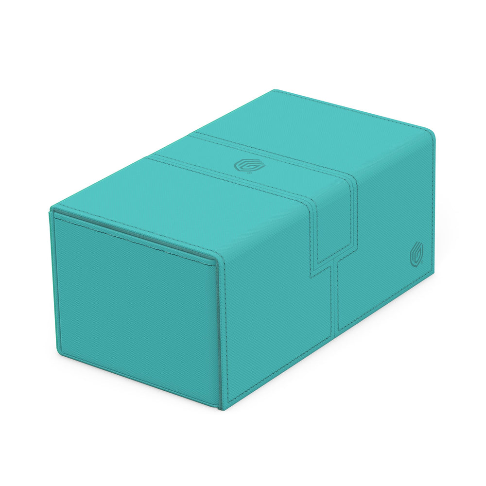 Ultimate Guard Twin Flip'n'Tray 200 Lagoon closed with secure magnetic closure for safe transport