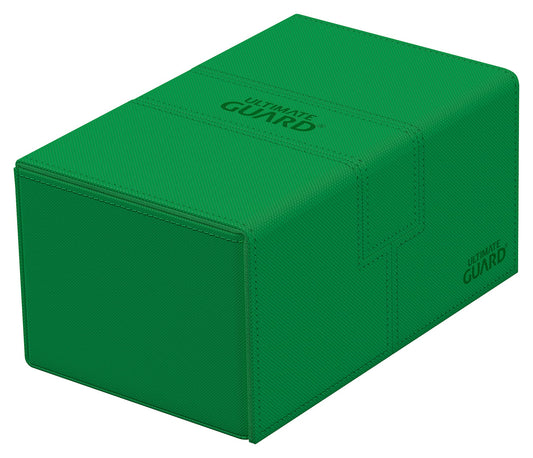 Ultimate Guard Twin Flip'n'Tray 160+ deck case with green finish protects 160 cards on the go.
