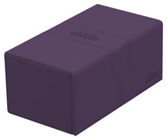 Ultimate Guard Twin Flip'n'Tray 200+ purple front view for organized card storage.
