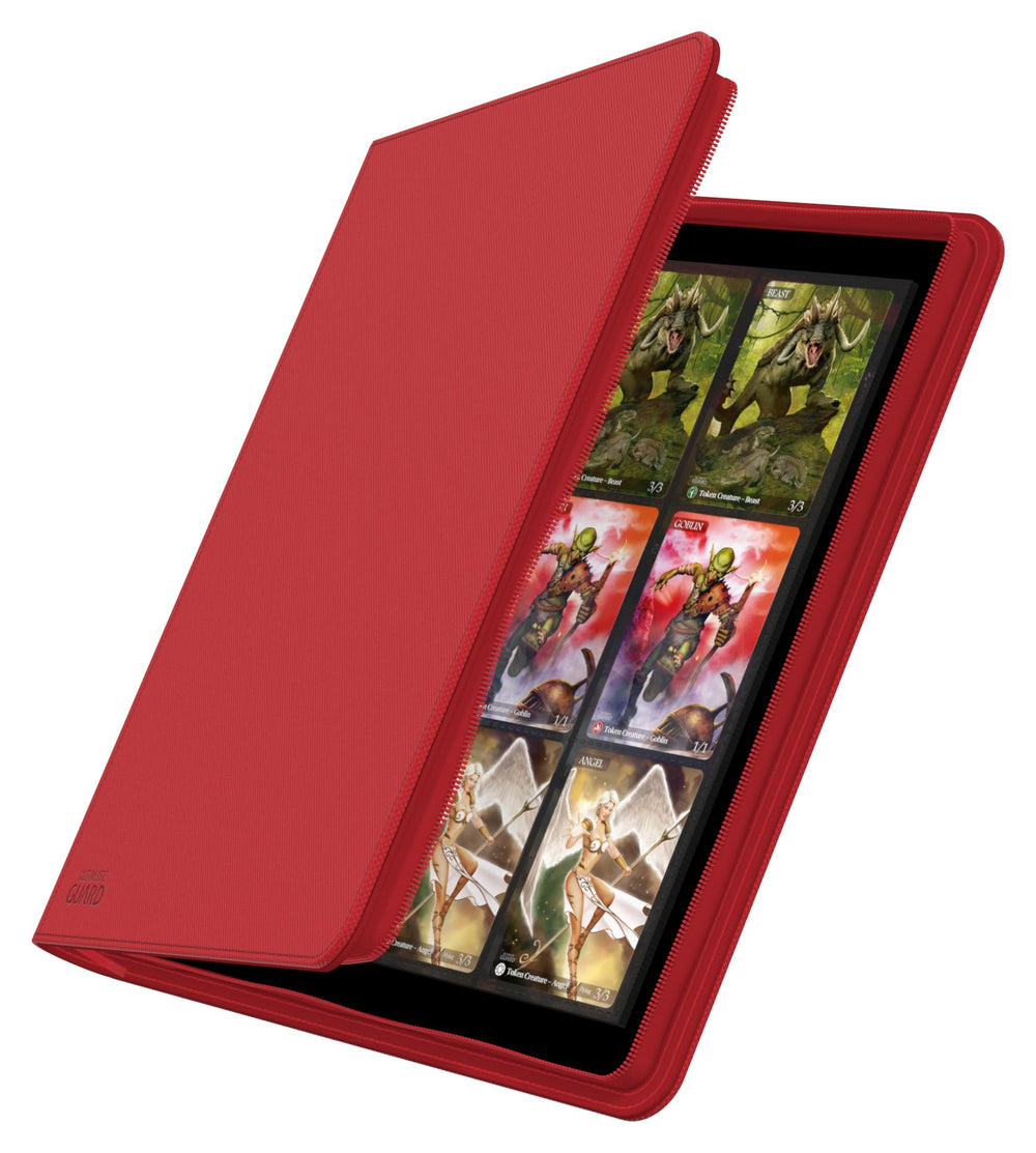 Ultimate Guard Zipfolio 480 Quadrow Red doublesleeve-compatible design for added protection.