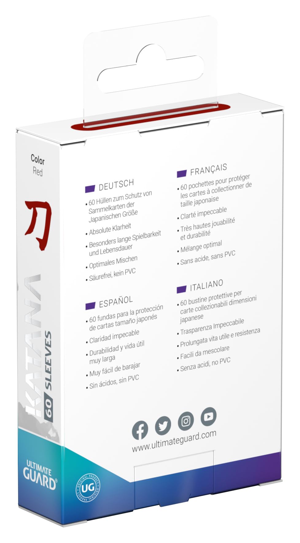 Ultimate Guard Katana Sleeves Red 60 pack image showing durability and long-lasting use