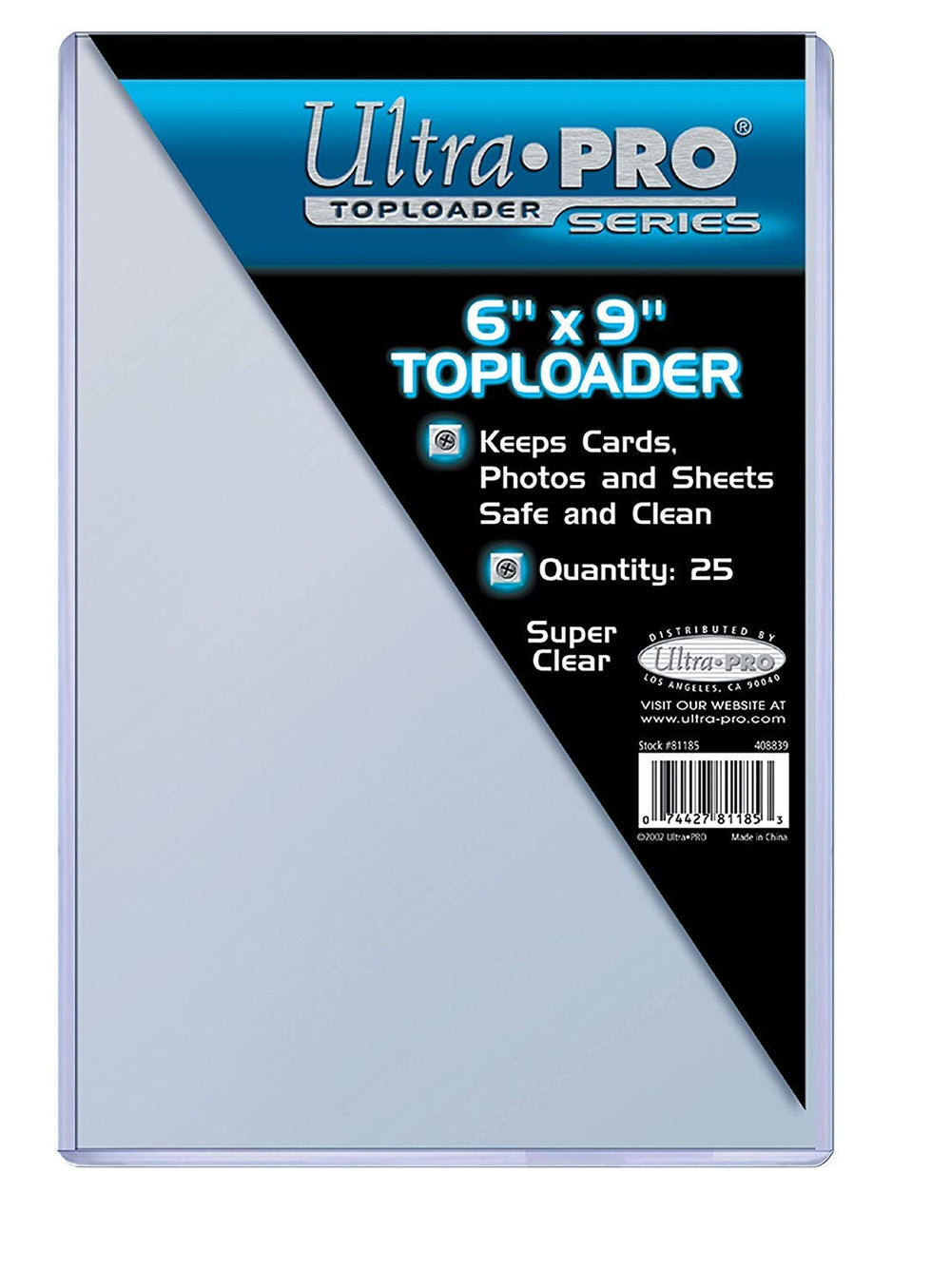 Ultra Pro 6x9 Toploader keeps cards visible and protected up to 6x9 inches.