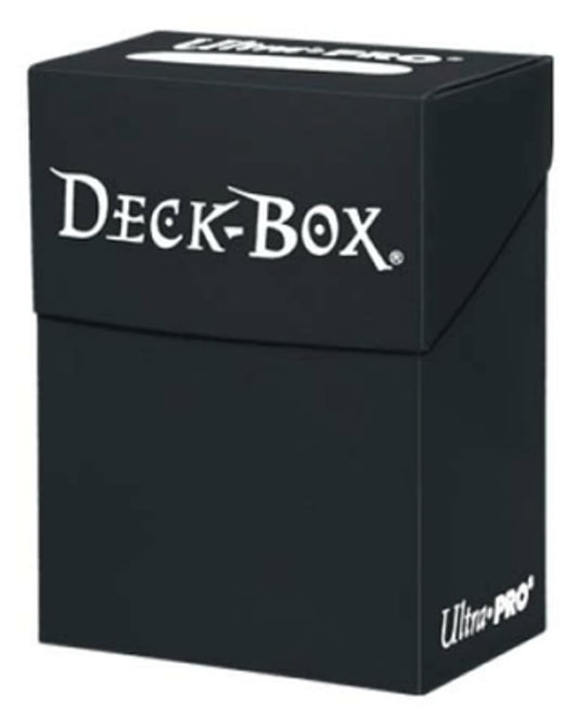 Ultra Pro 80-card deck box black with secure lid for portable card storage.