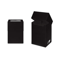 Ultra Pro black deck box showing labeling stripe for organized decks.