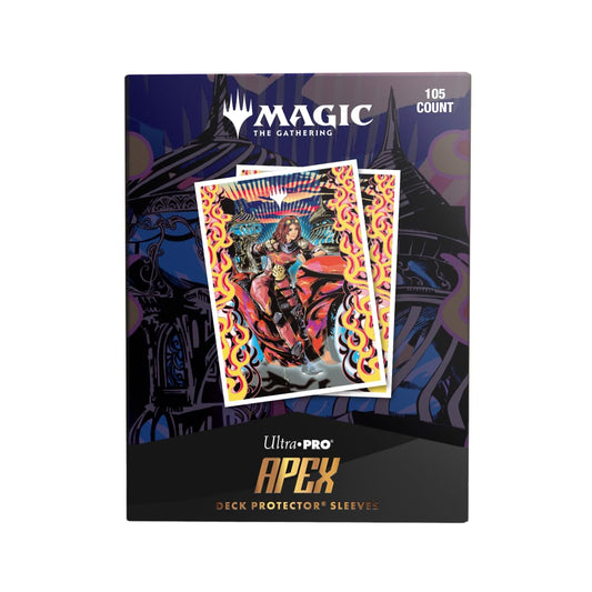 Ultra Pro Aetherdrift Chandra Spark Hunter sleeves front view; glossy foil-friendly protection.
