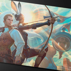 Ultra PRO Baltheir-Fran playmat desk use doubles as a stylish, stable workspace